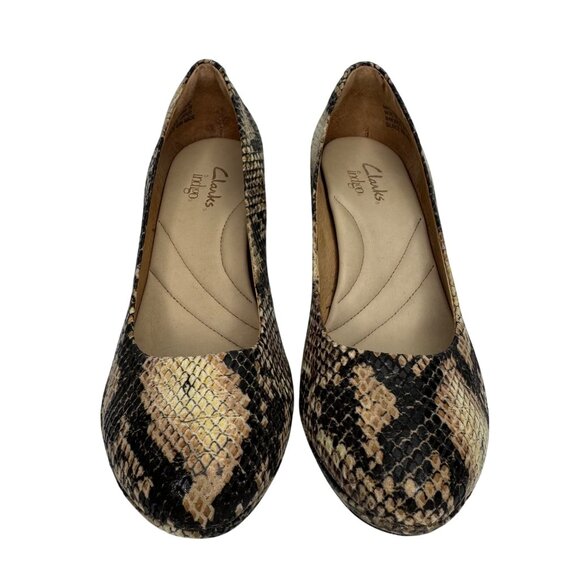 Clarks Indigo Snakeskin Print‎ Comfortable Leather Heels Size 6.5 - Picture 6 of 9